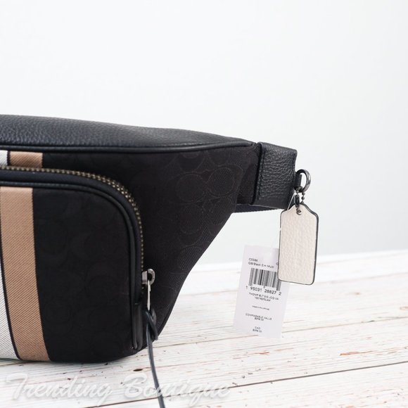 NWT Coach Thompson Belt Bag In Signature Jacquard With Varsity Stripe - Picture 5 of 9